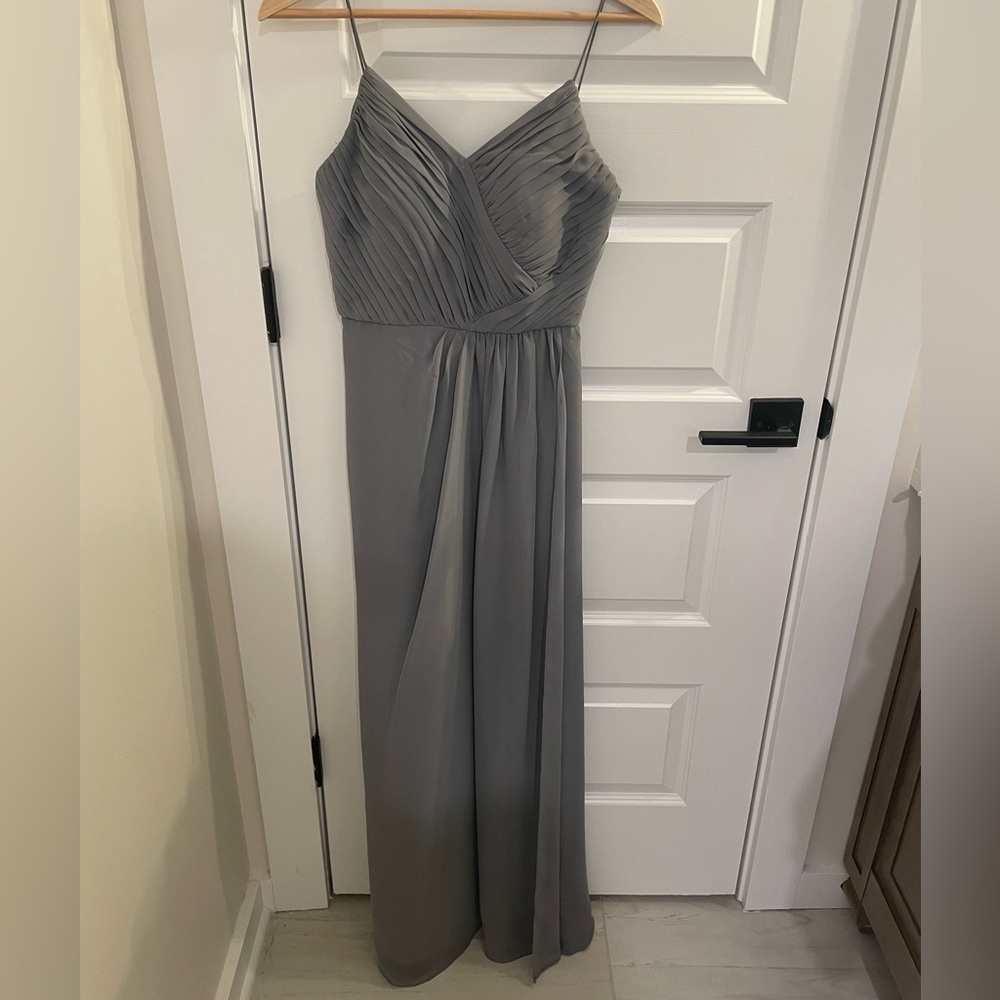 Weddington Way Dove & Dahlia Gray Maxi Bridesmaid Dress
